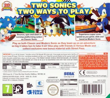 Sonic Generations (Europe) (En,Fr,De,Es,It) (Rev 1) box cover back